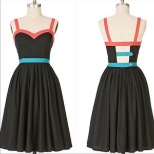 Anthropology Maple Maricopa Black Multi Color Dress 6 rare